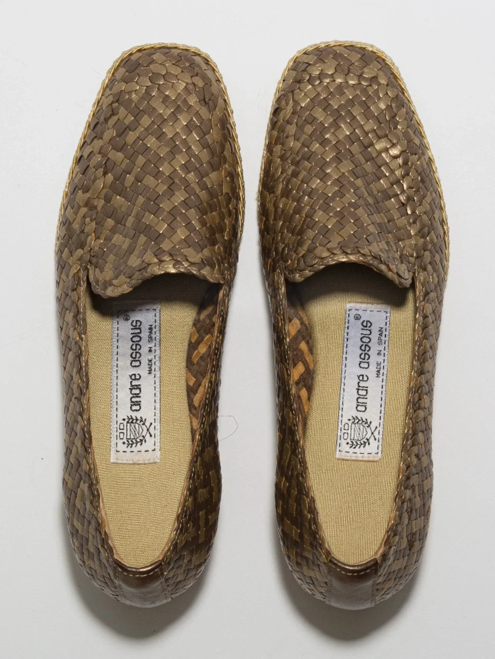 Andre Assous metallic woven espadrille wedge 8